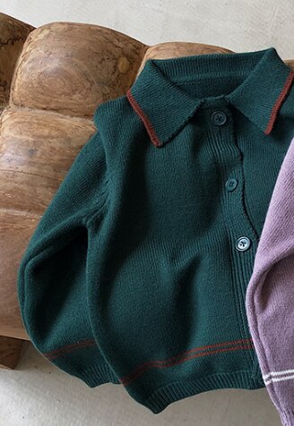 Preppy stil drenge strikket enkeltbrystede langærmet sweatere piger afslappet cardigans: Grøn / 6t