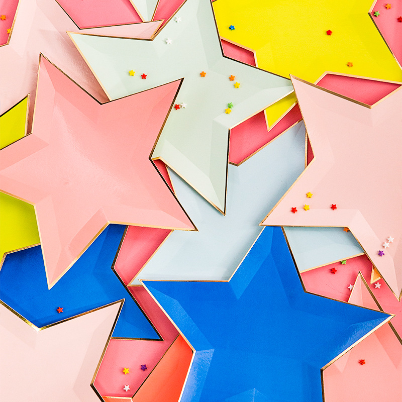 Wegwerp Servies Bruiloft Decoratie 8 Pcs/1 Pack Effen Kleur Vijfpuntige Ster Papier Lade Verjaardagsfeestje Decoraties kids