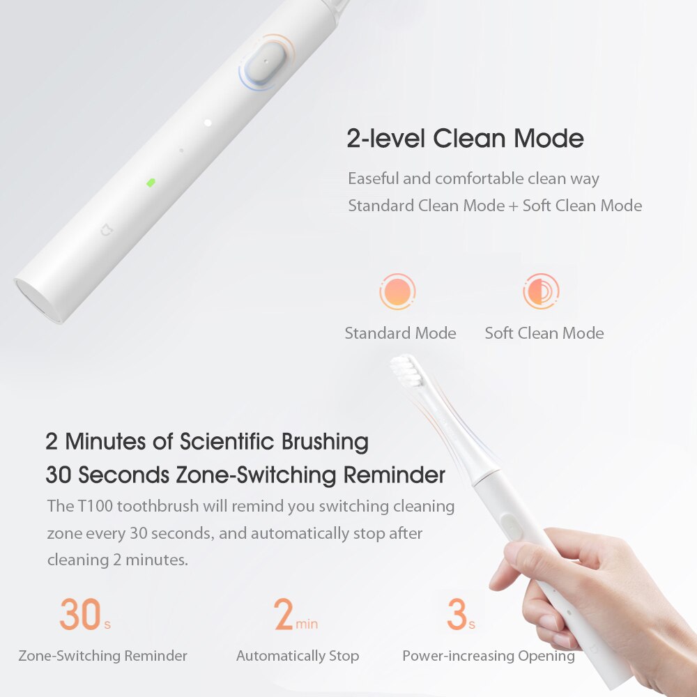 Xiaomi Mijia T100 Sonic Elektrische Tandenborstel Draadloze Usb Oplaadbare Tandenborstel Waterdichte Ultrasone Automatische Tandenborstel