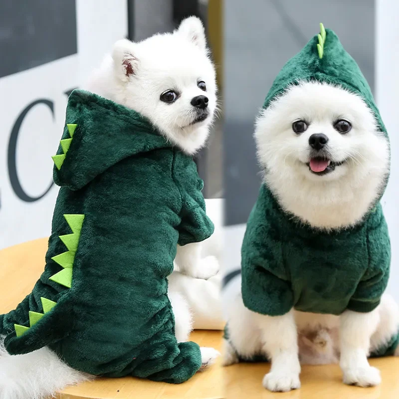 Dinosaurier-Hundekleidung, Vlies, Haustier-Overall, Winter, warm, Hundemantel, Jacke für Hunde, Hoodies, Chihuahua, französische Bulldogge