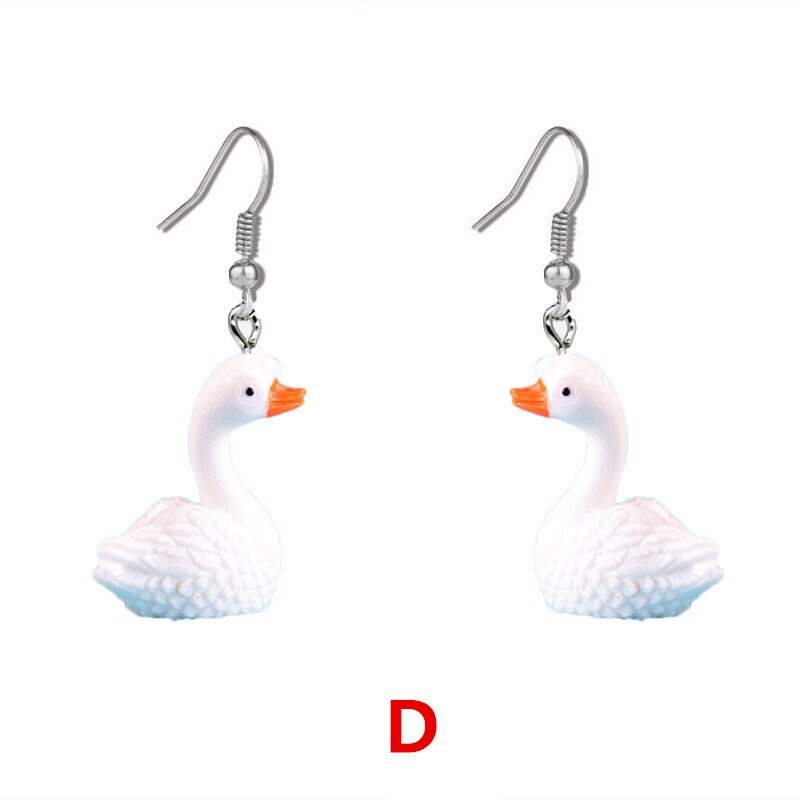 Sjove and øreringe søde hvide gås smykker ornamenter #39 personlighed: D