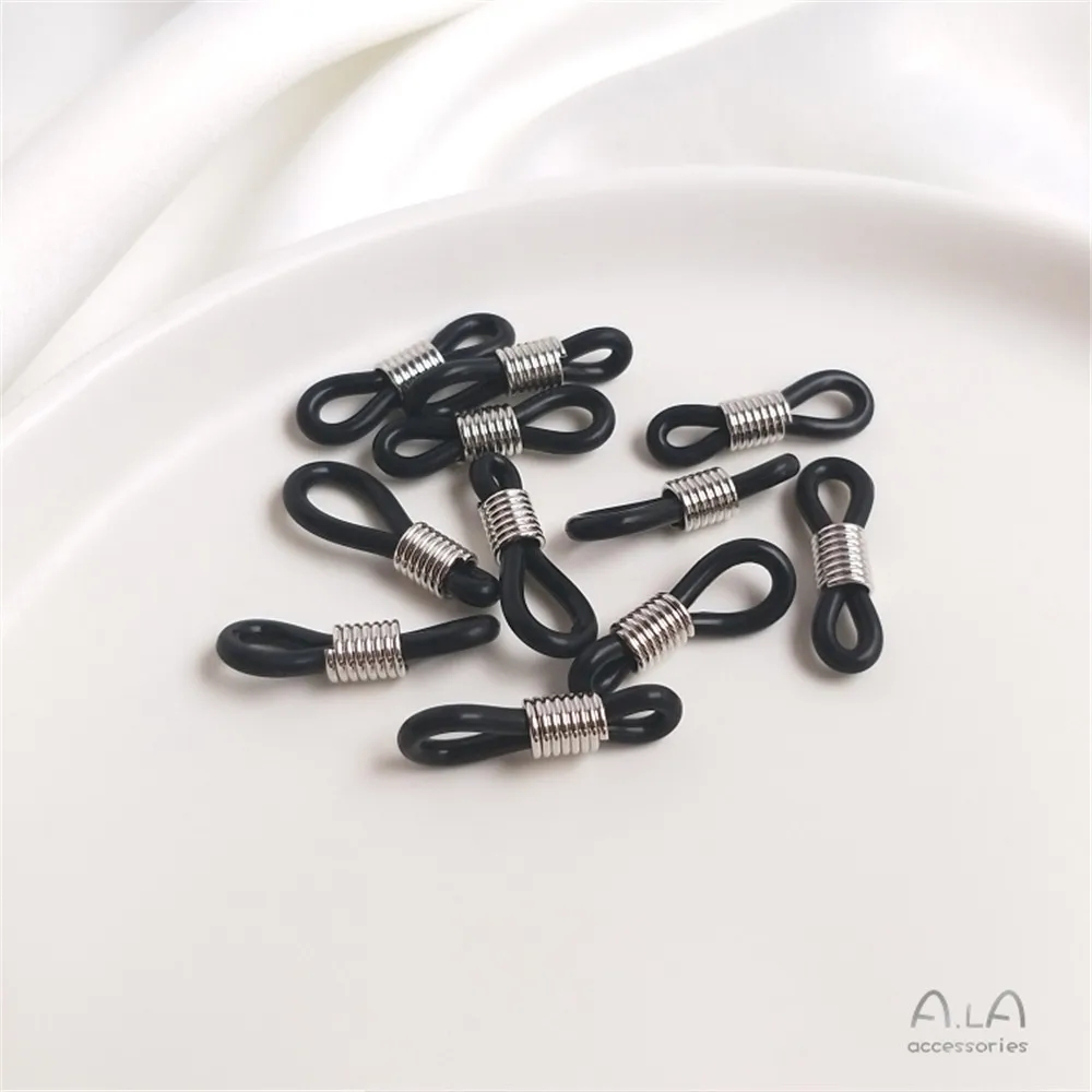 Koper Verguld Antislip Silicagel Ring 8 Knop Handmatige Diy Glazen Ketting Vrouwelijke Hals Touw Ketting Zonnebril accessoires: Rhodium Plated