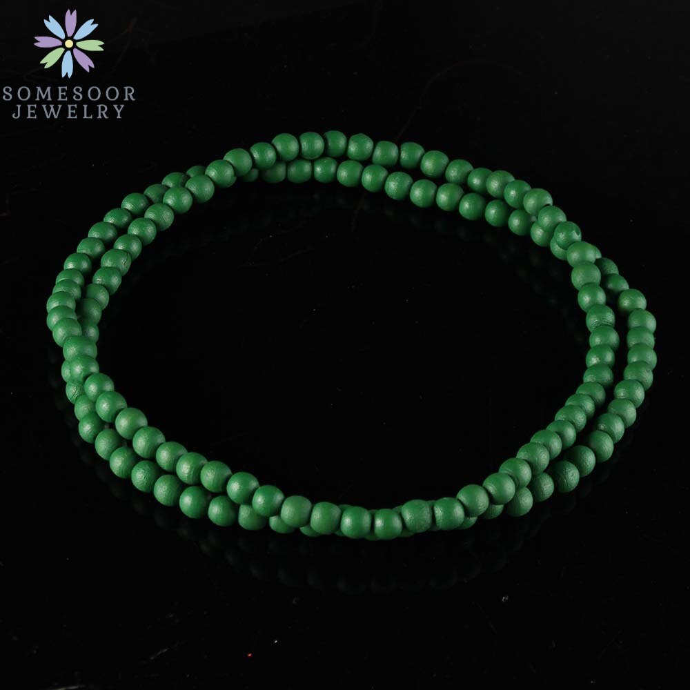 SOMESOOR-collar de cadena con cuentas redondas para hombre y mujer, cadena colorida de 45cm de longitud, accesorios colgantes hechos a mano, joyería: Green