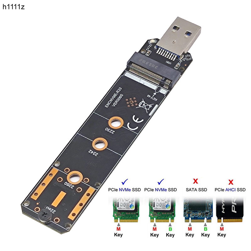 Nvme usb-adapter m..2 nvme naar usb 3.1 ssd-adapter 10 gbps usb 3.1 gen 2 rtl 9210 -chips voor m-key  m2 nvme 2230 2242 2260 2280 m.2 ssd