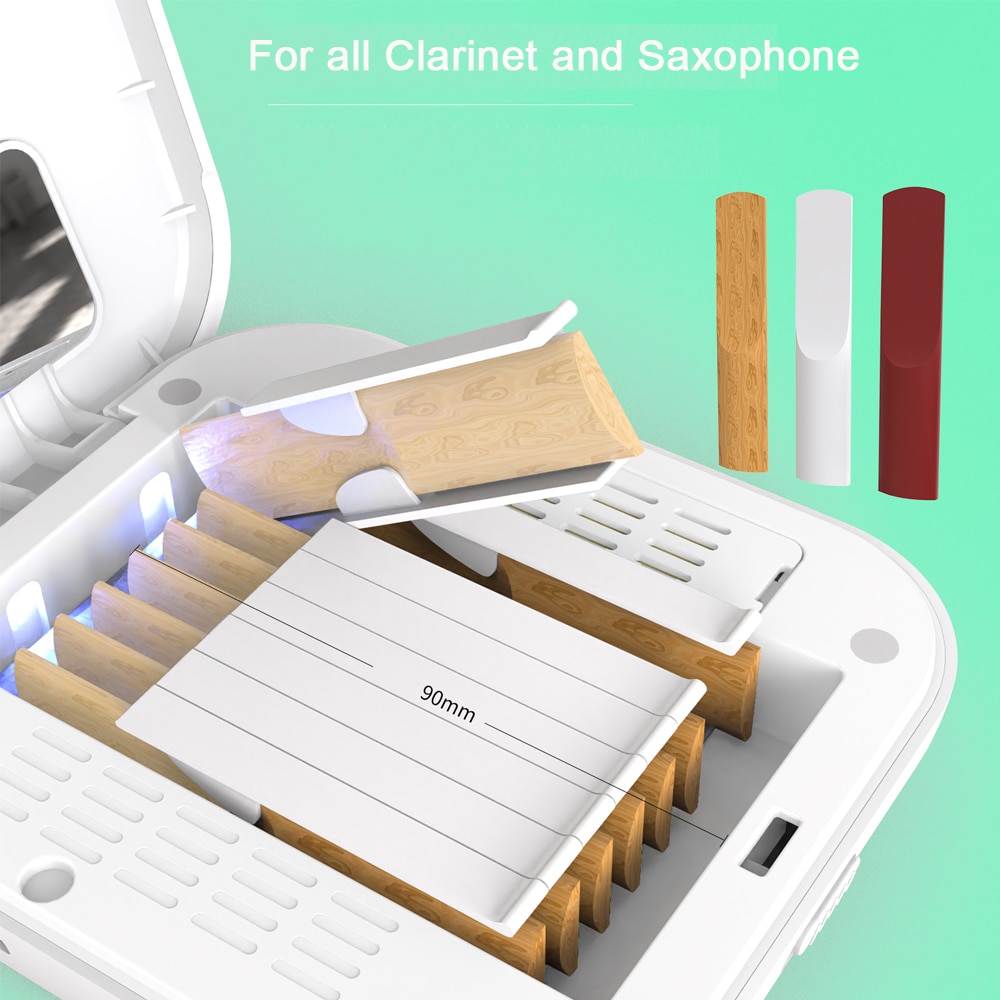 Saxofoon Klarinet Riet Case 8 Stuks Met Uv Lamp Sterilisatie Multi-Instrument Sax Reed Opbergdoos