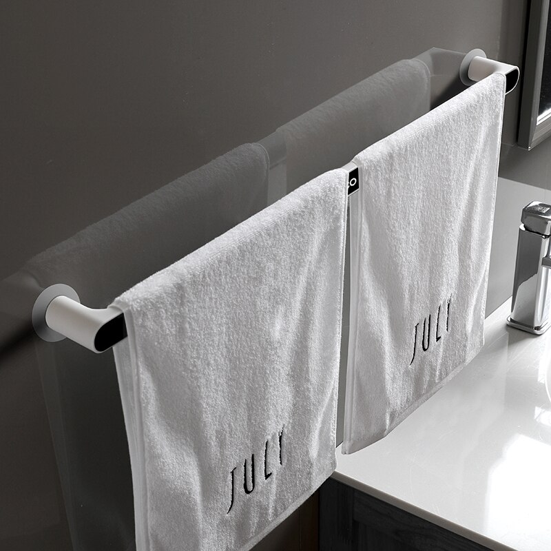 Zelfklevende Handdoek Houder Rek Wandmontage Handdoek Hanger Badkamer Handdoek Bar Plank Rolhouder Opknoping Haak Badkamer Organizer: Long black