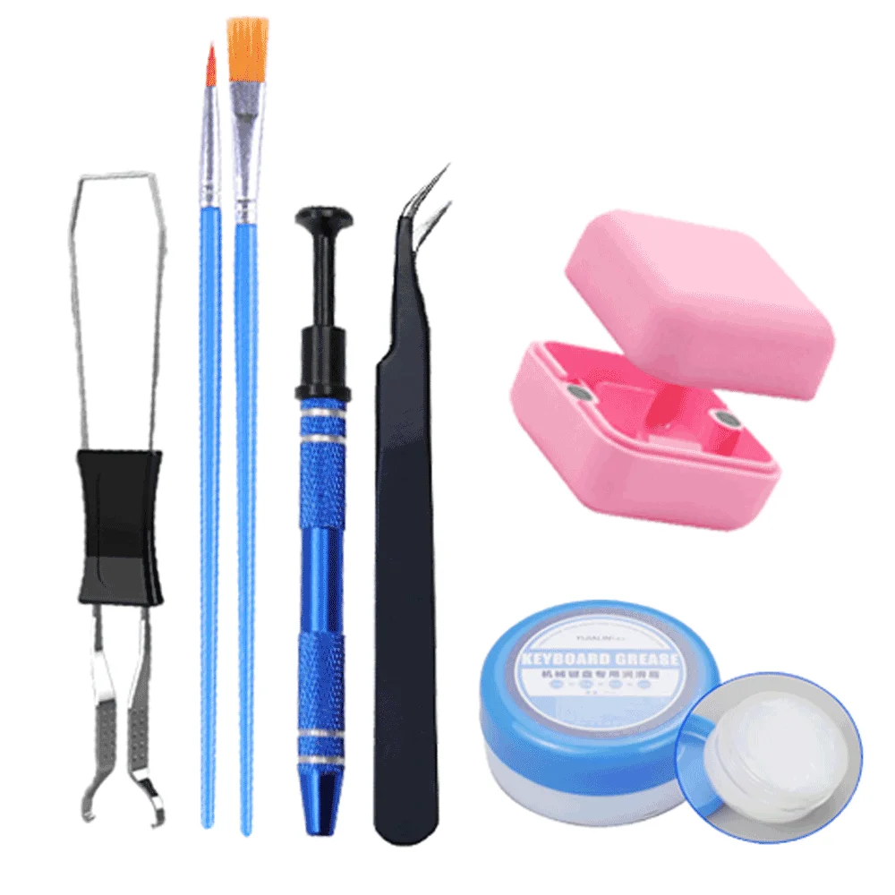 Mechanical Keyboard Kit Switch Puller Opener Keycaps Puller Switch Lubrication Package for Mechanical Gamer Swap Keyboard: Pink