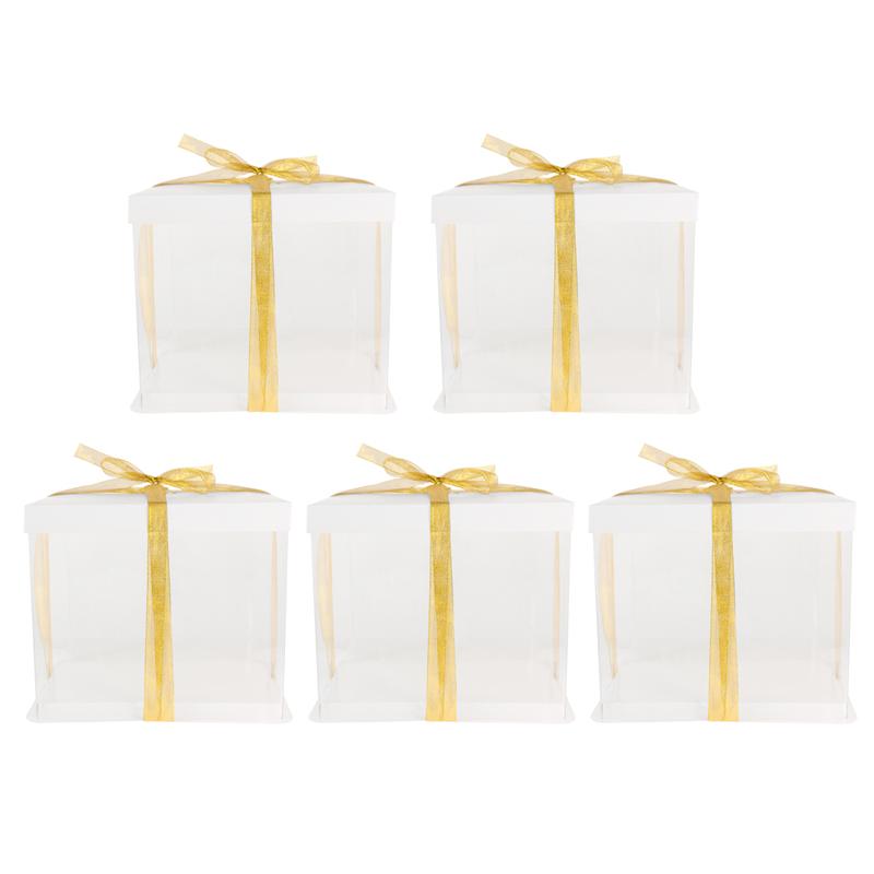 5 st födelsedagstårta lådor tårta genomskinliga pappersförpackningar lådor tårta förvaringslådor engångs dessert behållare avhämtningslådor: 26 x 26 x 24cm