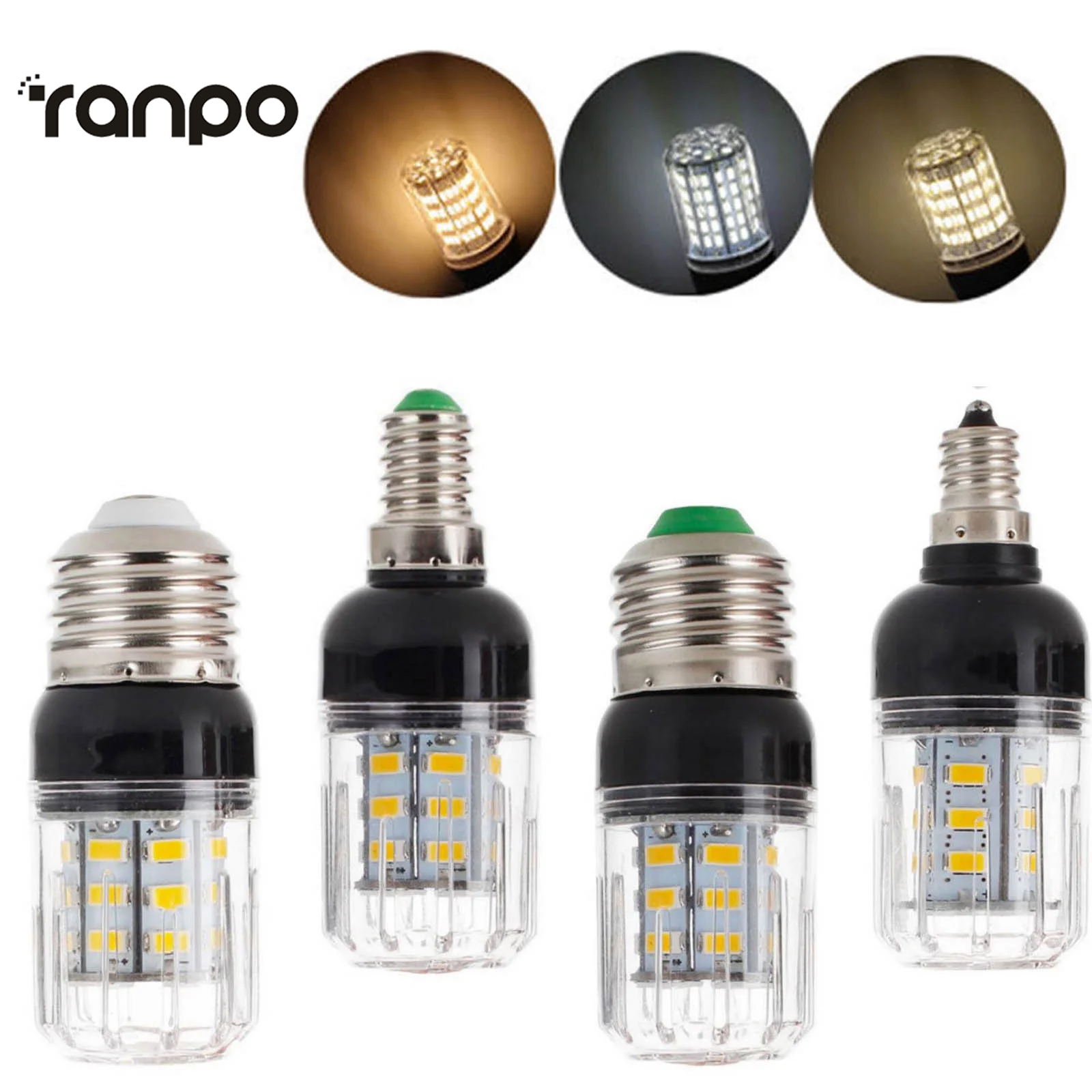 Hot E27 E14 E12 E26 27LEDs 7W Oświetlenie SMD 5730 LED Żarówka kukurydziana Żyrandol świąteczny 110V 220V DC 12V 24V Lampy