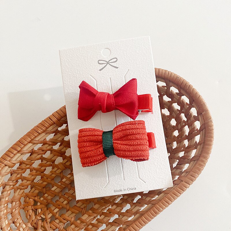 2 Stck/einstellen 2022 Baby Mädchen Haarnadeln Kawaii rot Bogen Blume Haar Clips Haar Zubehör Pro Kinder Kinder Barrettes Headwear: 2Stck 3
