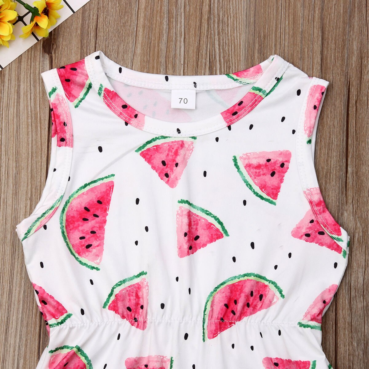 Baby Summer Clothing Newborn Kids Baby Girl Watermelon Romper Sleeveless Tassel Balls Sunsuit Casual Playsuits Outfits 0-24M