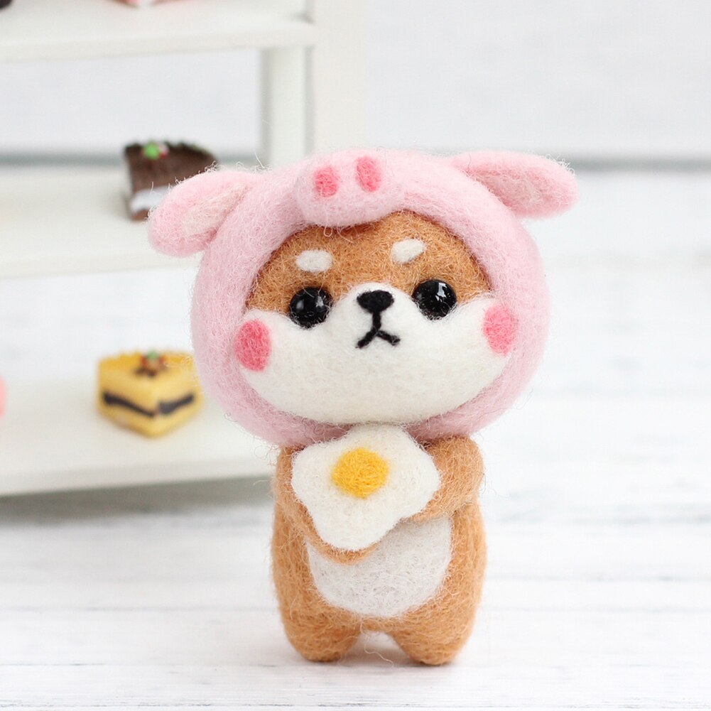 Wool Felt Craft DIY Handmade Toy Animal Doll Wool Felt Poked Kitting Non-Finished DIY Wool Needle Felting Package Set