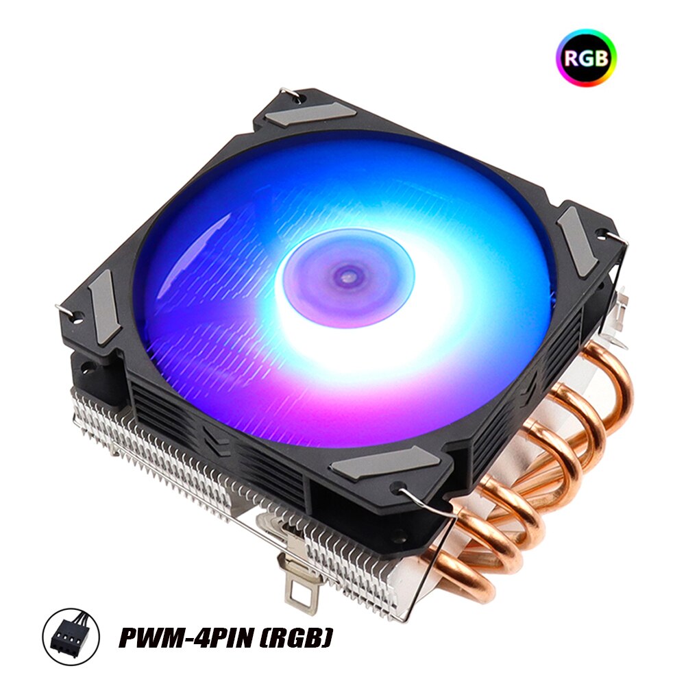 Cpu ventilator blæser rgb argb pwm 4 pin intel lga 1150 1151 1155 1156 1200 1366 x79 x99 amd  am3 am4 køler køler radiator: Sort rgb