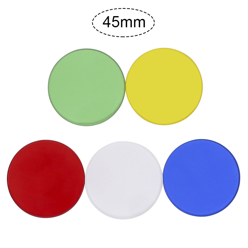 Filtros de microscopio opcionales, vidrio óptico esmerilado transparente, verde, azul, amarillo, blanco, rojo, 32, 35, 42, 45mm, 5 piezas: Plata