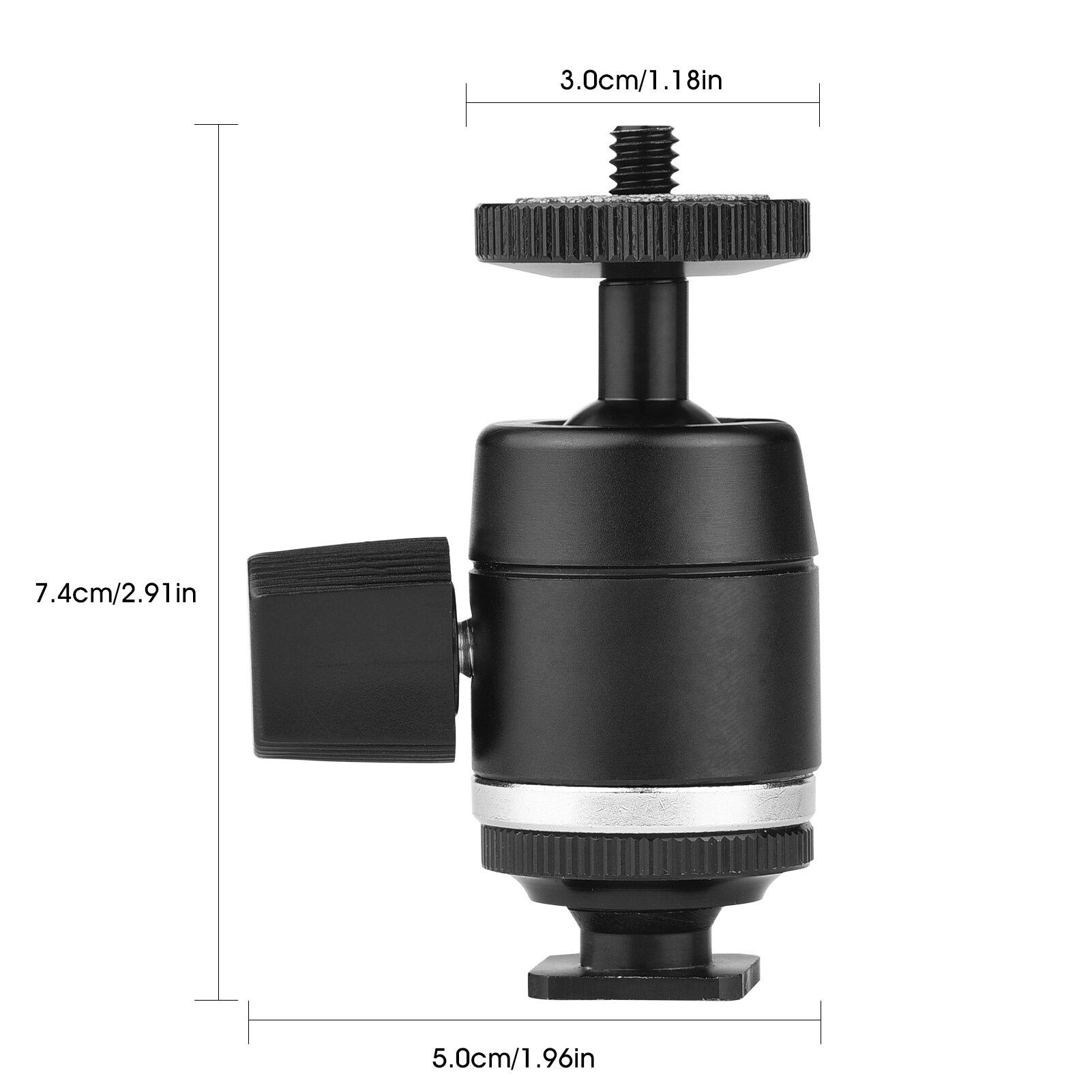 Mini Tripod Ball Head 360 Degree Swivelling Tripod Head Ballhead with 1/4 Inch Screw Shoe Mount for Camera Monopod Light Stand