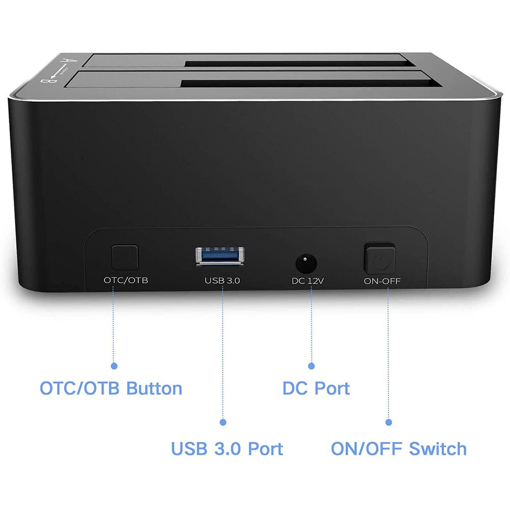 Hard Drive Docking Station USB 3.0 Aluminum Dual Bay Hard Drive Dock For 2.5" 3.5" SATA HDD SSD With SD TF Card Reader Tool-Free