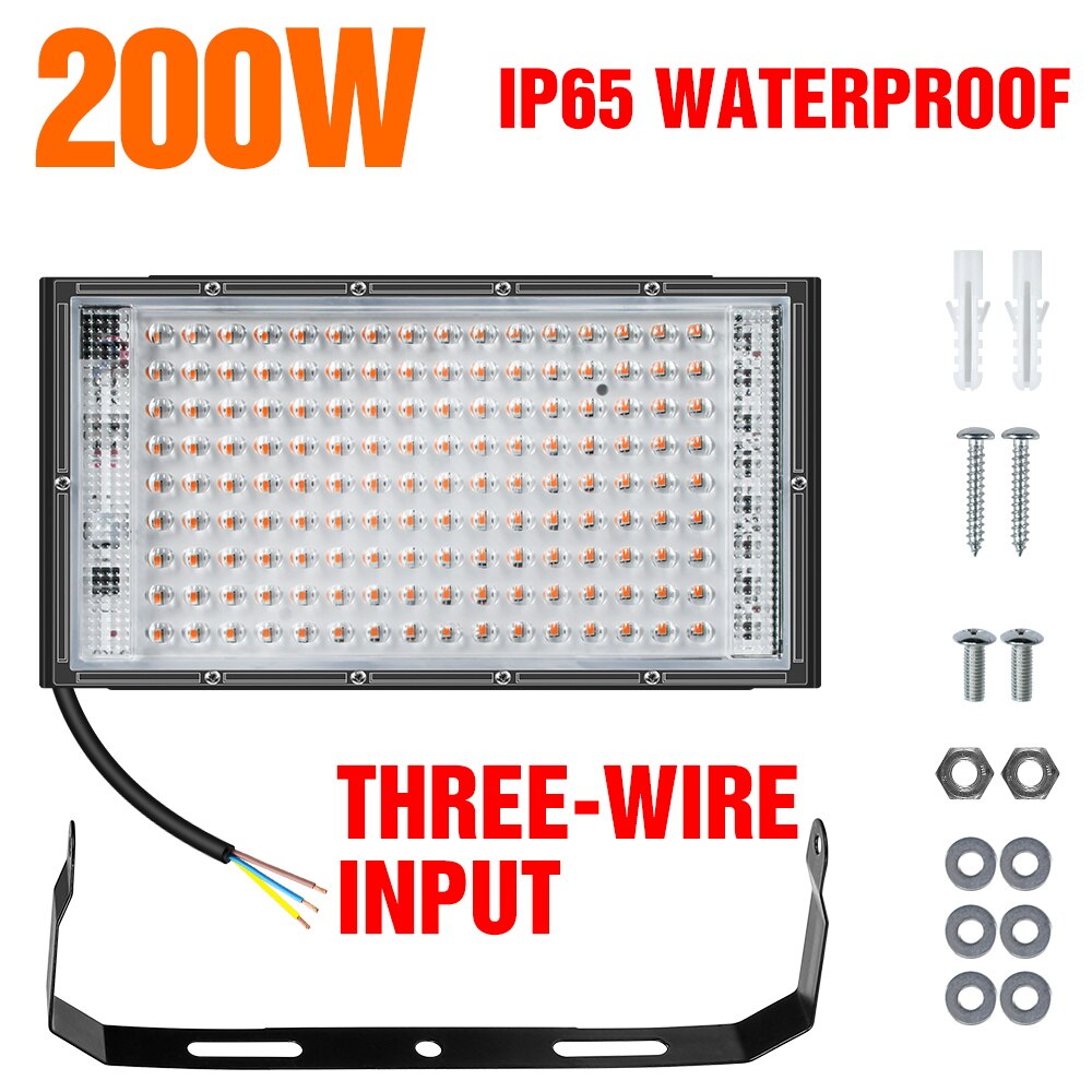 Lampe horticole de croissance LED, 200W, 220V, étanche IP65, spectre complet, éclairage pour serre/chambre de culture hydroponique, plantes: 200W No Plug