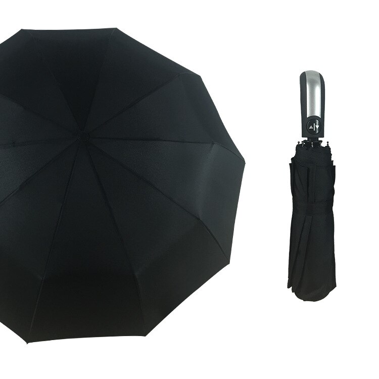 Paraguas de lluvia para hombre y mujer, sombrilla negra con recubrimiento 10K, resistente al viento, plegable, automático, para lluvia, gran lujo, resistente al viento: black