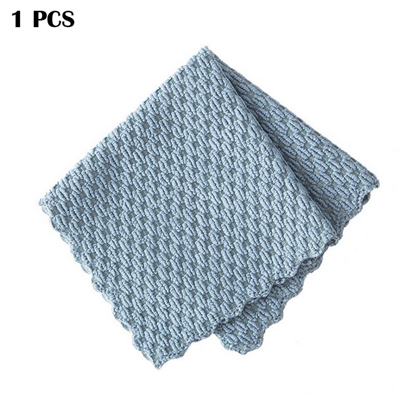 Anti-grease Wiping Rags Kitchen Efficient Super Absorbent Microfiber Cleaning Cloth Home Washing Dish Kitchen Cleaning Towel: 1 PCS Blue