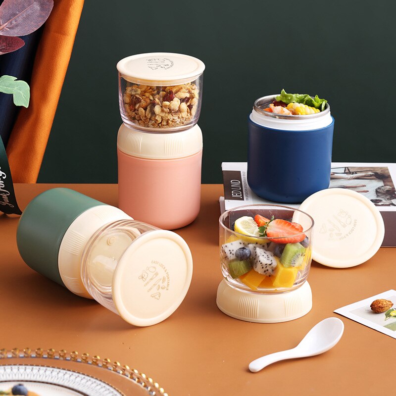 Taza de sopa de doble capa de acero inoxidable 304, gran capacidad, para estudiantes, leche, cereales, Yogurt, taza de desayuno, fiambrera aislada