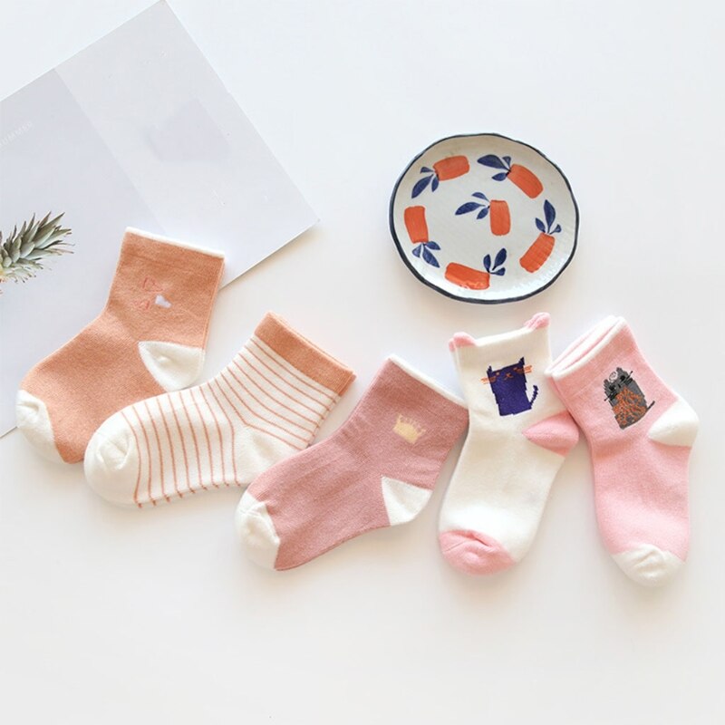 5 Paar/satz Kleinkind Baby Weiche Baumwolle Socken Keine-Unterhose Karikatur Boden Strumpf Frühling Herbst Winter Warme Mittel Rohr Sox für freundlicher Jungen