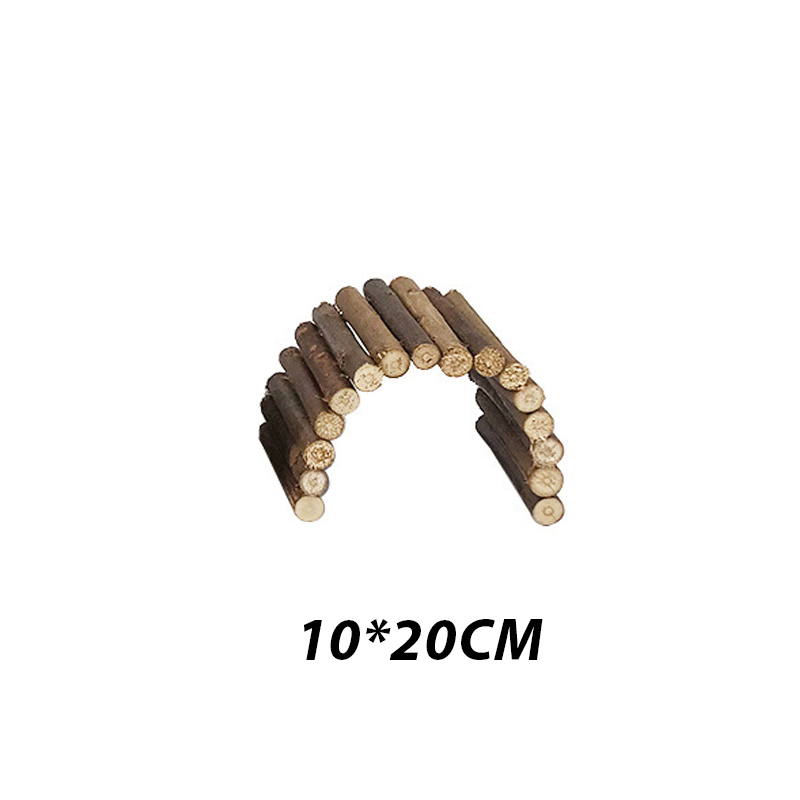 Accesorios para ratas y mascotas, puente de madera, Juguetes para conejos, suministros para la dentición, Escalera de clítoris para animales pequeños, Juguetes para masticar, Conejos: Marrón oscuro