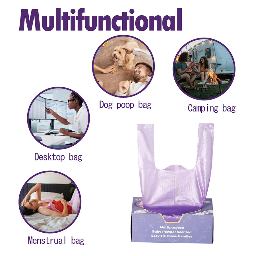 100/200 Stuks Luierzakken Wegwerp Geurende Vuilniszak Voor Vrouwelijke Producten Luier Verwijdering Of Huisdier Afval Zak Draagbare vuilniszakken
