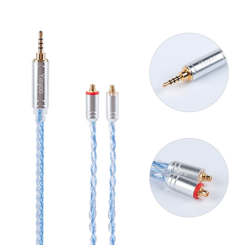 Yinyoo 16 Ader Hohe Reinheit Silber Überzogene Kabel 2.5/3.5/4,4 MM Mit MMCX/2Stift/QDC stecker Für TRN V90 BA5 KZ ZSX Blon bl-03 c12: MMCX 2.5mm