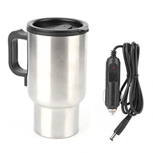 50w 12v 450ml elektrisk kop rustfrit stål bil elektrisk varme kop bærbar rejse vand kaffe te krus