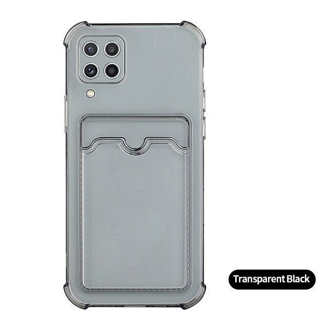 Handyhülle 02 a225f a125f kartenfach für samsung Galaxis  a22 a42 a12 a02, 22  a 12 weicher Stoßstange 42 transparente schutzhülle: A12 / transparent-schwarz