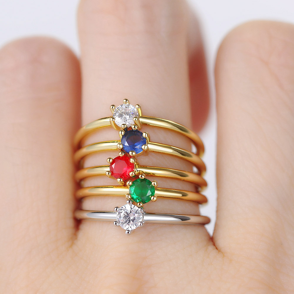 Zhouyang Bruiloft Bruid Ringen Voor Vrouwen Mini Leuke Geel Goud Kleur Zirkoon Engagement Dunne Ring Sieraden Sieraden R112