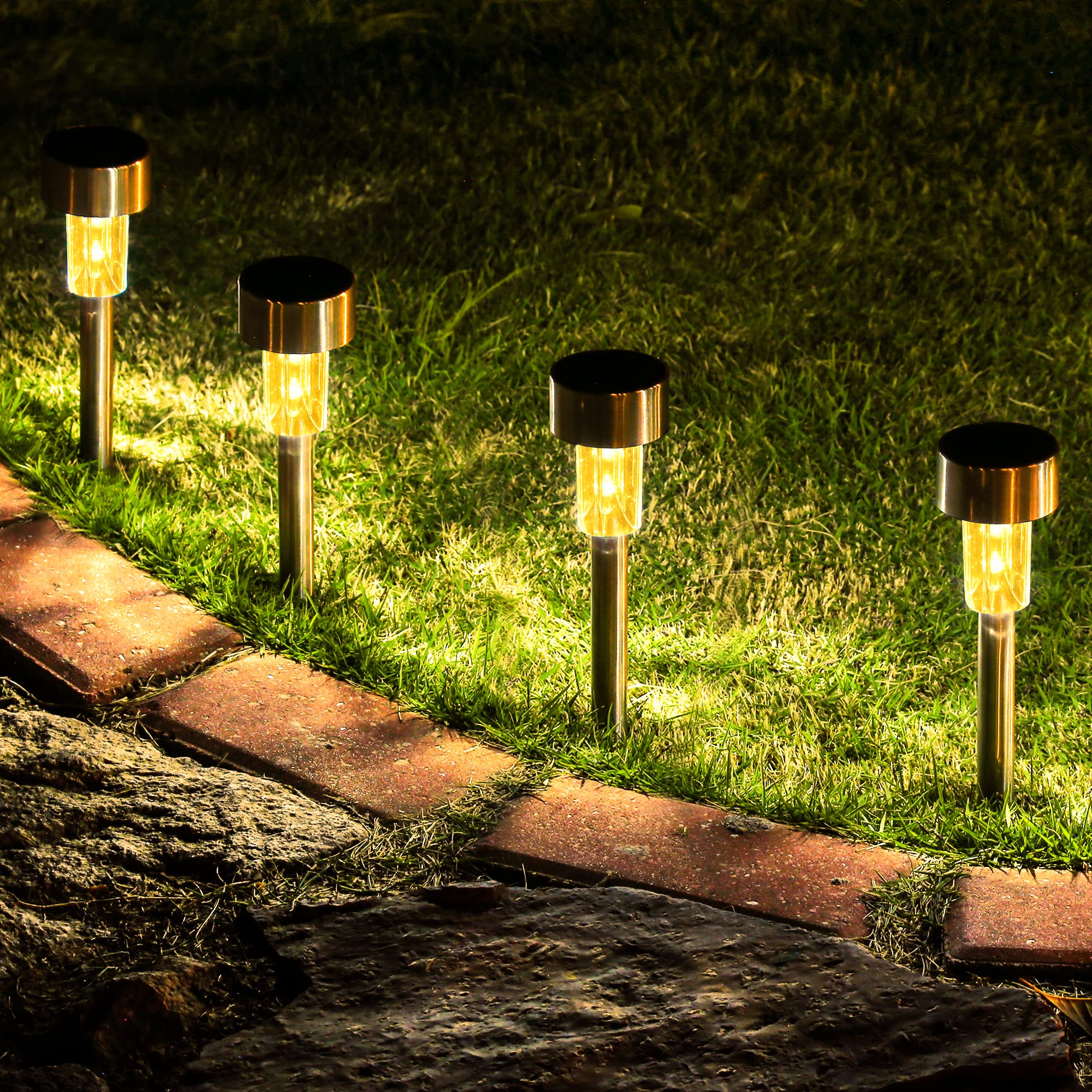Solar--Landschafts-Rasenleuchten für Höhle Außenbereich, Gartenleuchten, wasserdichte Dekorationsleuchten für Wege, Terrasse, Höfe, Rasen, Gehwege: Warmes Weiß / 0-5W