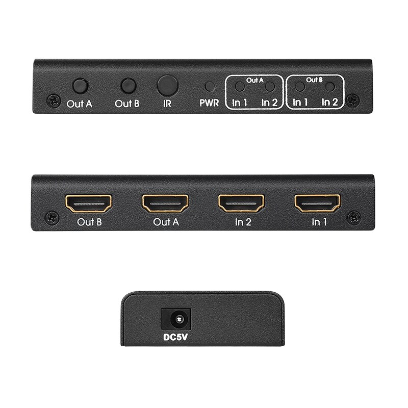 Commutateur de matrice HDMI 2 en 2 sorties, prise en charge de la télécommande HDCP 2022 IR 4K, séparateur de commutateur, 1.4