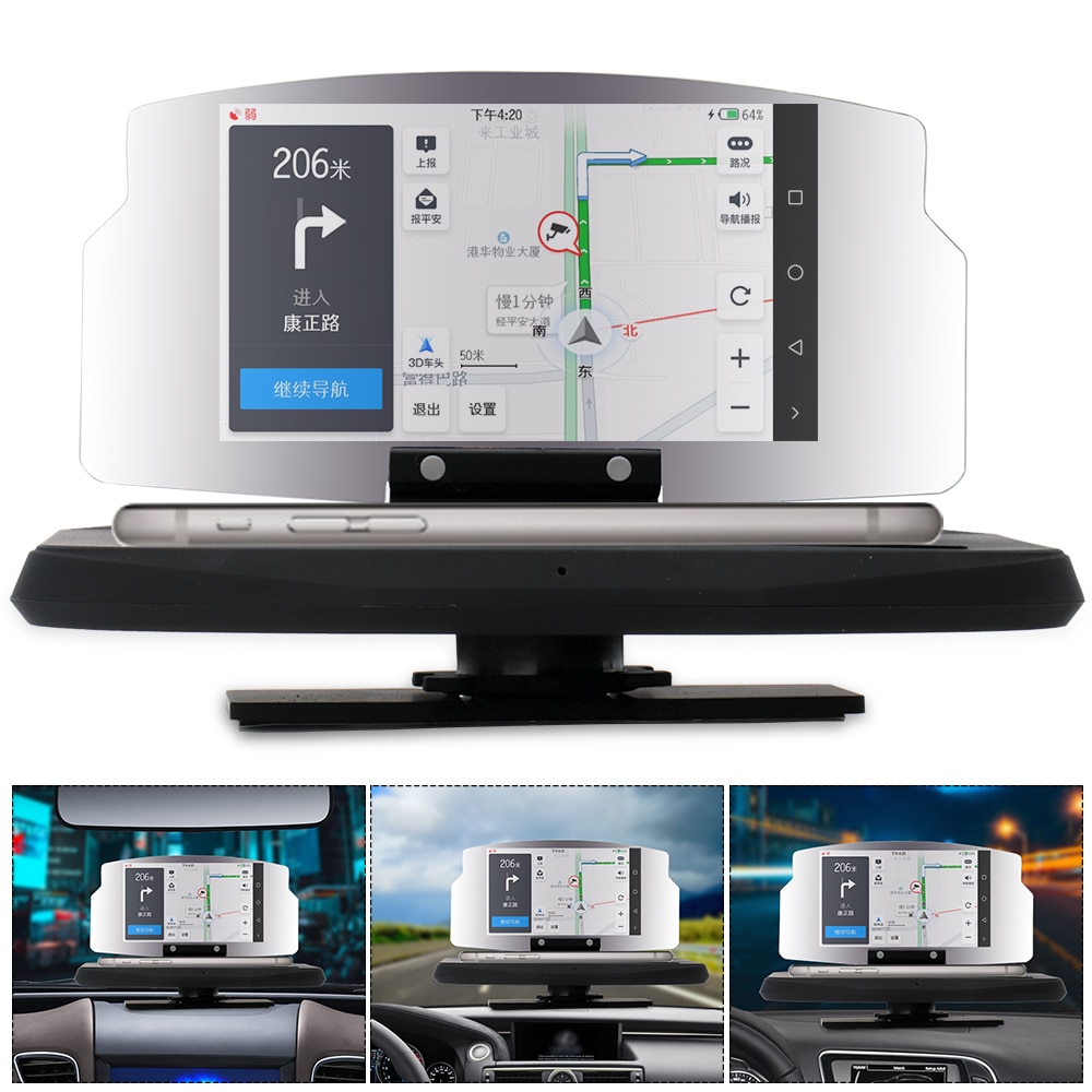 Universal Car Hud Snelheid Waarschuwing Head Up Display Gps Navigatie Projector Telefoon Houder Draadloze Oplader Voor Telefoon Auto Accessorie