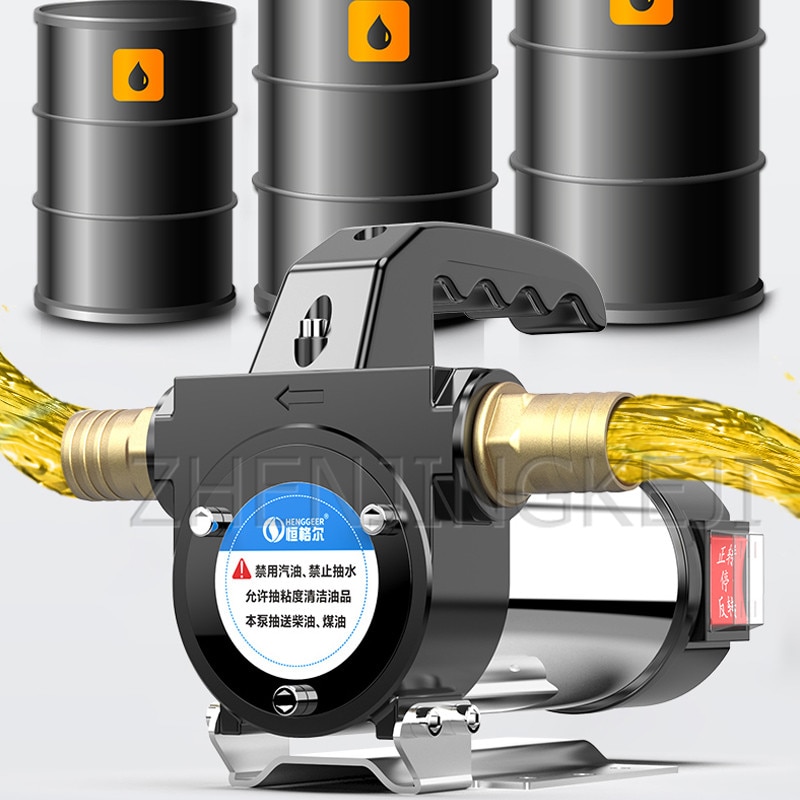 Small Portable Large Flow Electric Oil Suction Pump 12/24 / 220V Stainless Steel Diesel / Kerosene Self-priming Suction Oil Pump