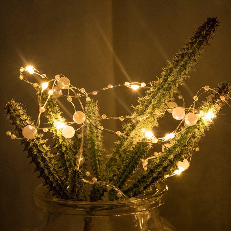 10M 100LEDs Fairy Pearl LED String Light Battery Powered Garland Party Copper Wire LED String for Party Home Decoration