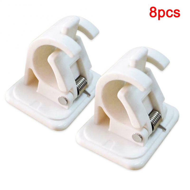 Hanging Rod Clip For Curtains Adhesive Wall Curtain Hanging Rod Curtain Holder Clamp Hooks Shower Fixed Clip Hanging Rack Hook: 8pcs