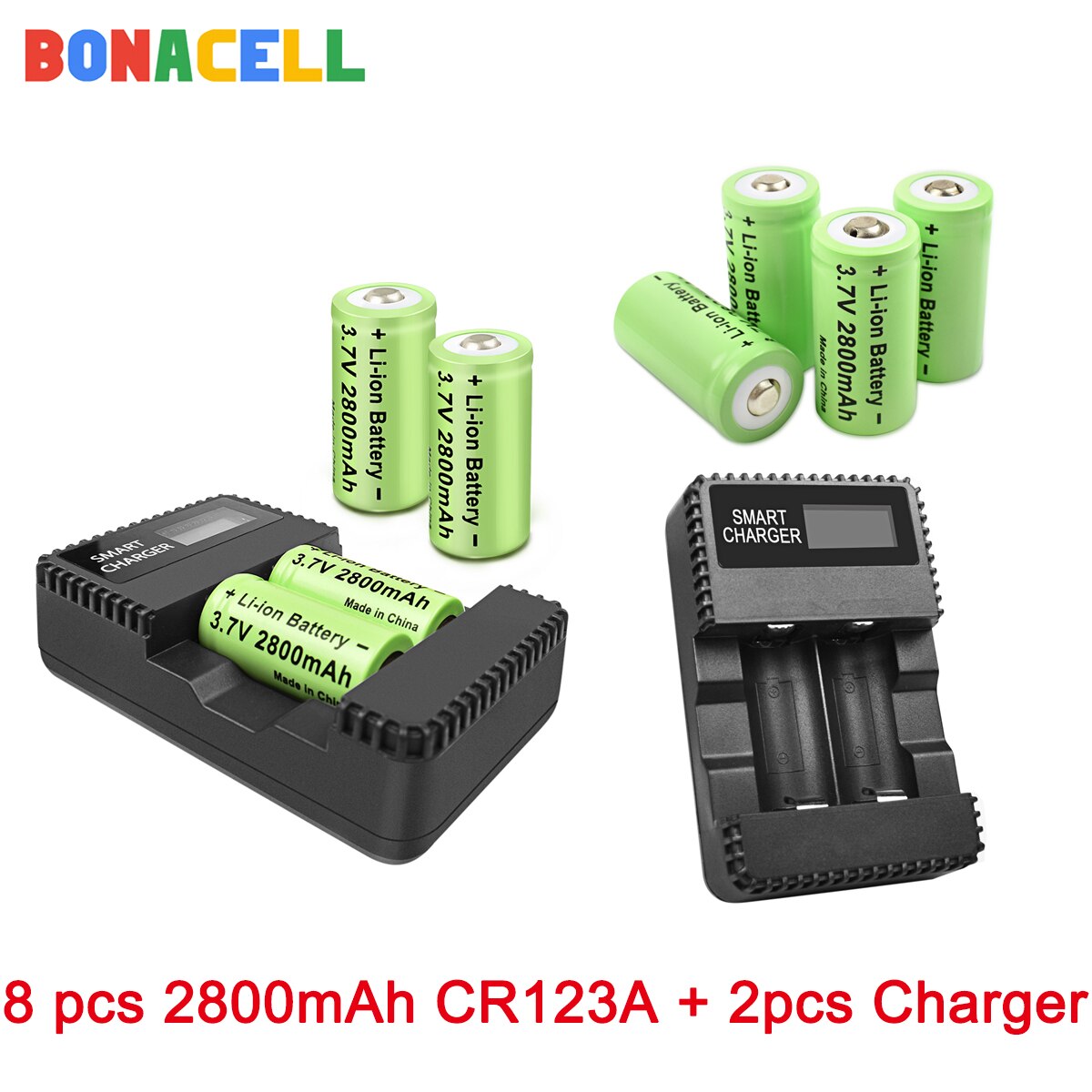 Bonacell CR123A RCR 123 ICR 16340 Battery 2800mAh 3.7V Li-ion Rechargeable Battery For Arlo Security Camera