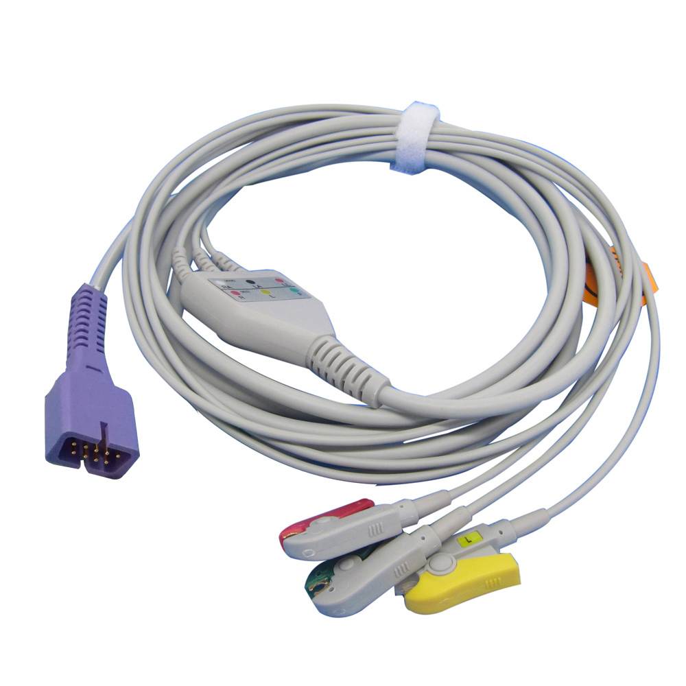 mek ecg cable MP1000 monitor de paciente mek cable ecg 9pin DB9 5 lead 3 lead ecg cable and leadwire clip snap ecg connector