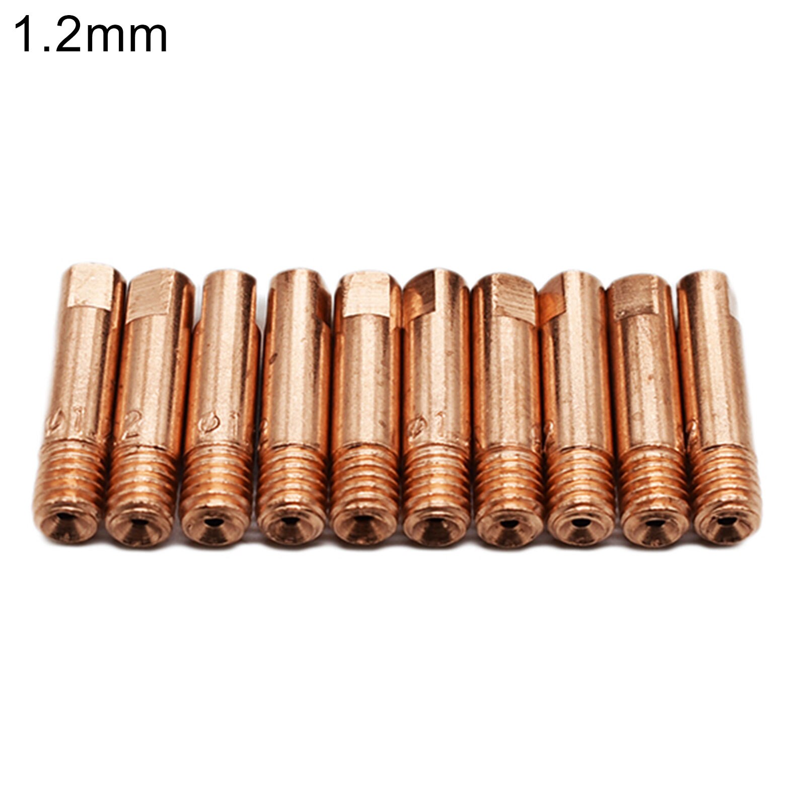 Boquilla de soldadura MIG de 15AK de cobre rojo, punta de soplete de soldadura M6 0,6/0,8/1,0/1,2mm, 10 unidades/juego, herramienta de soldadura de boquilla de Gas de Punta de contacto