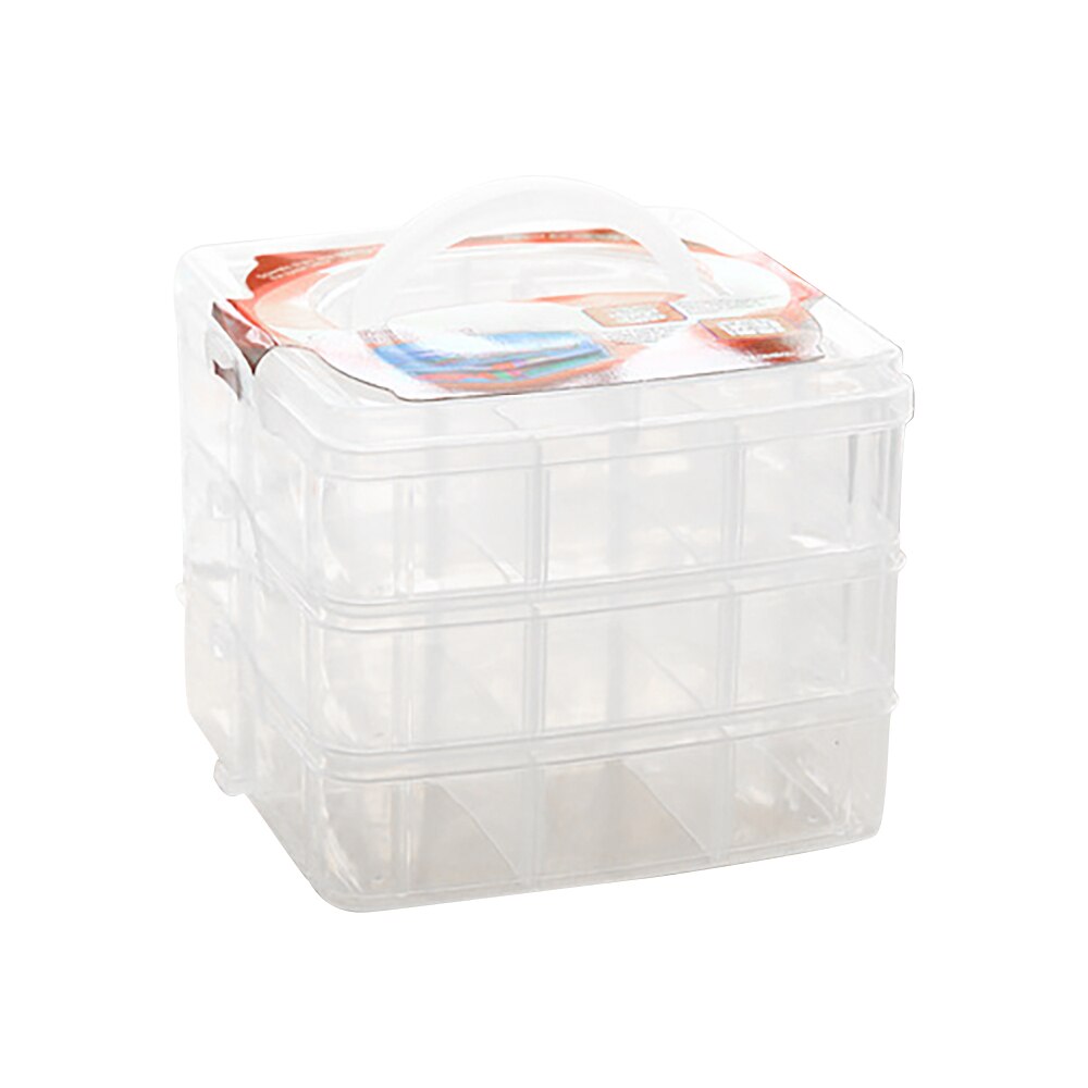3- lag aftagelig diy desktop opbevaringsboks klar plast opbevaringsboks smykker arrangør holder kabinetter til perler håndværk sag: Hvid