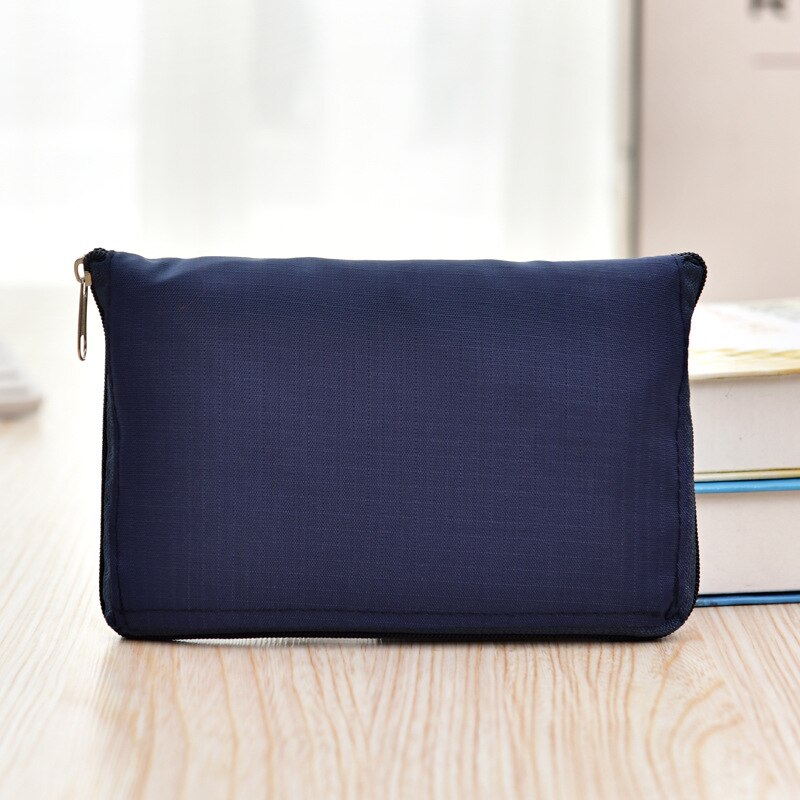 Herbruikbare Opvouwbare Boodschappentas Totes Eco Vriendelijke Shopper Draagbare Grote Capaciteit Schouder Handtassen Boodschappentassen Rits: Marineblauw