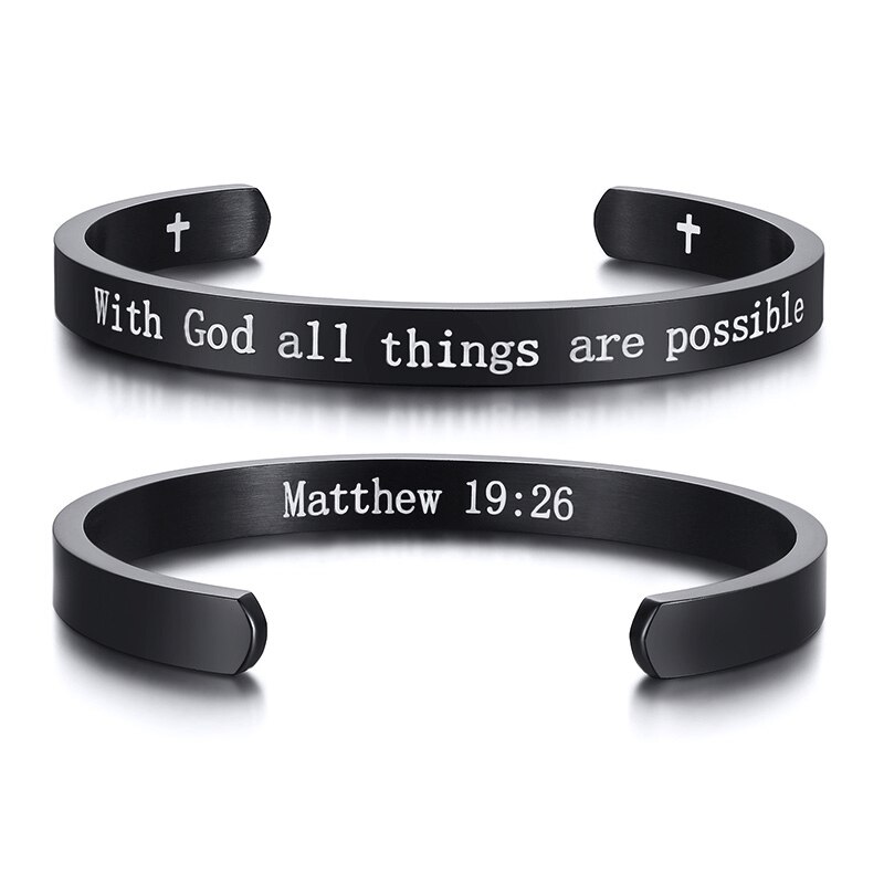 Jean 3:16 verset de la Bible Bracelet chrétiens pour hommes femmes étude de la Bible bijoux religieux pour dieu tant aimé le monde 56MM: 384B-6