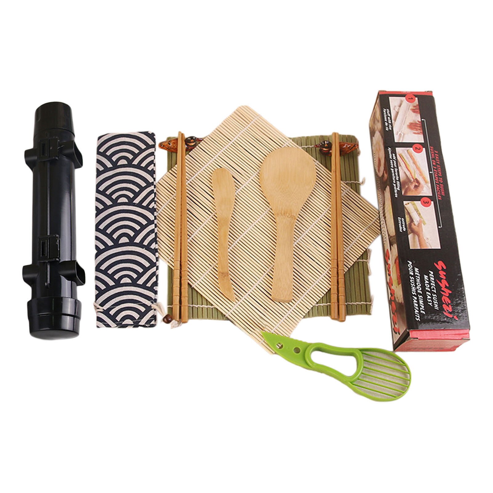 11 Pcs Bamboo Sushi Making Kit Sushi Complete Sushi Set Sushi DIY Making Tools Save Time For Beginner Easy To Use