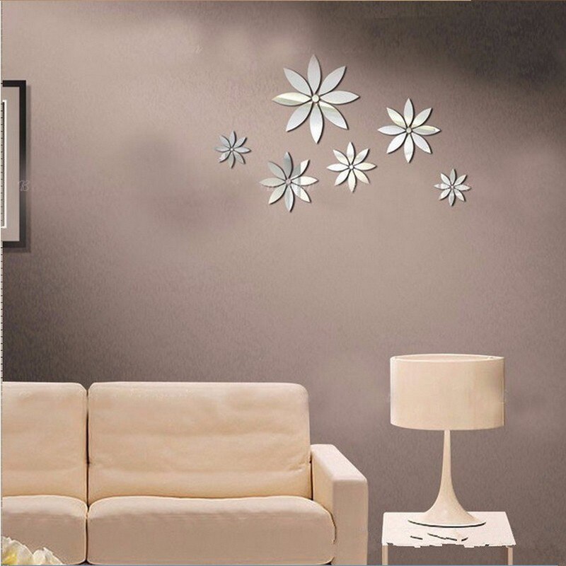 3D Acrylic Flower Mirror Wall Sticker Home Living Room Bedroom Wall Environmentally Beautiful Decorative Sticker