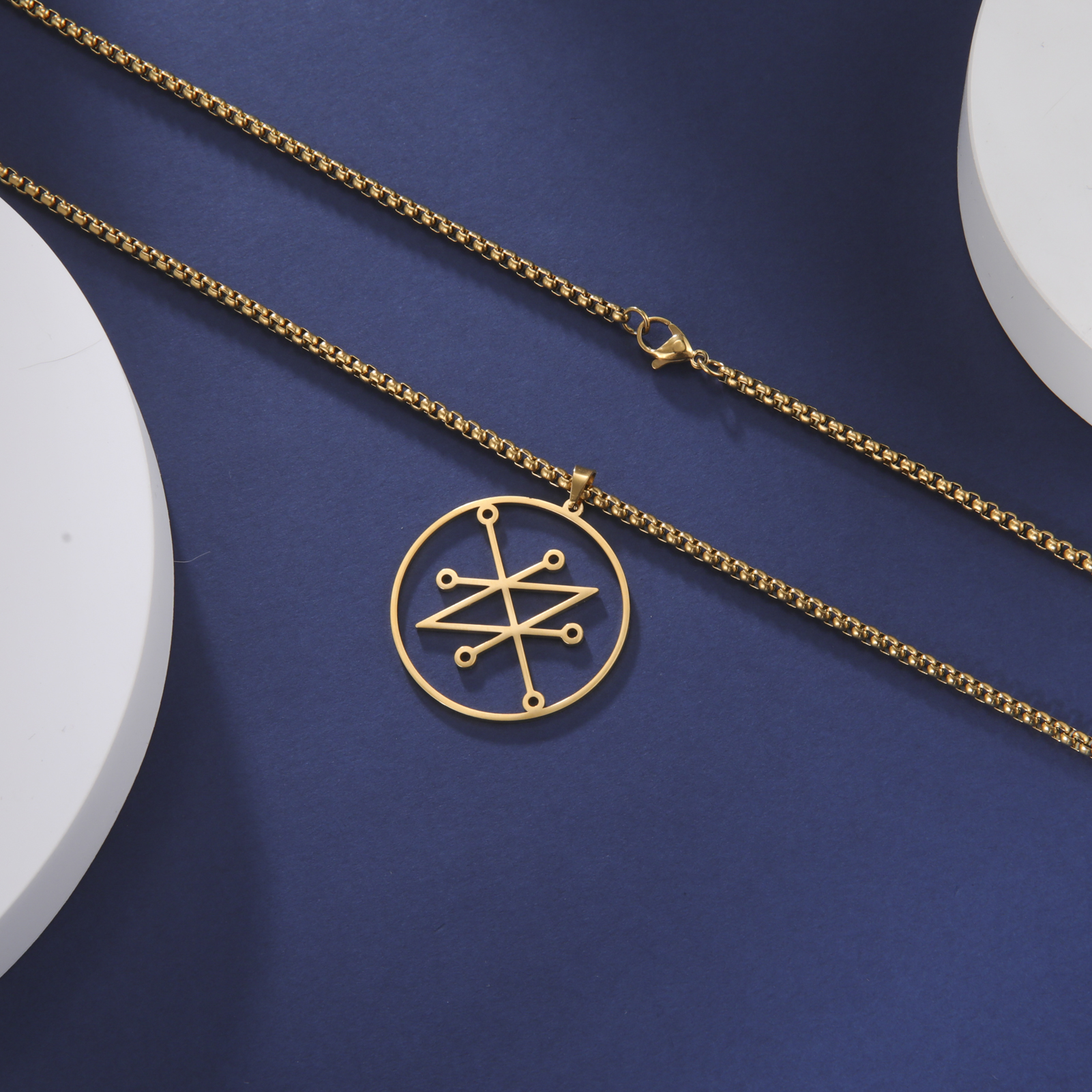 EUEAVAN Vintage Azazel Sigil Pendant Necklace Demonic Symbol Sign Necklaces Stainless Steel Seal of Solomon Amulet Charm Jewelry