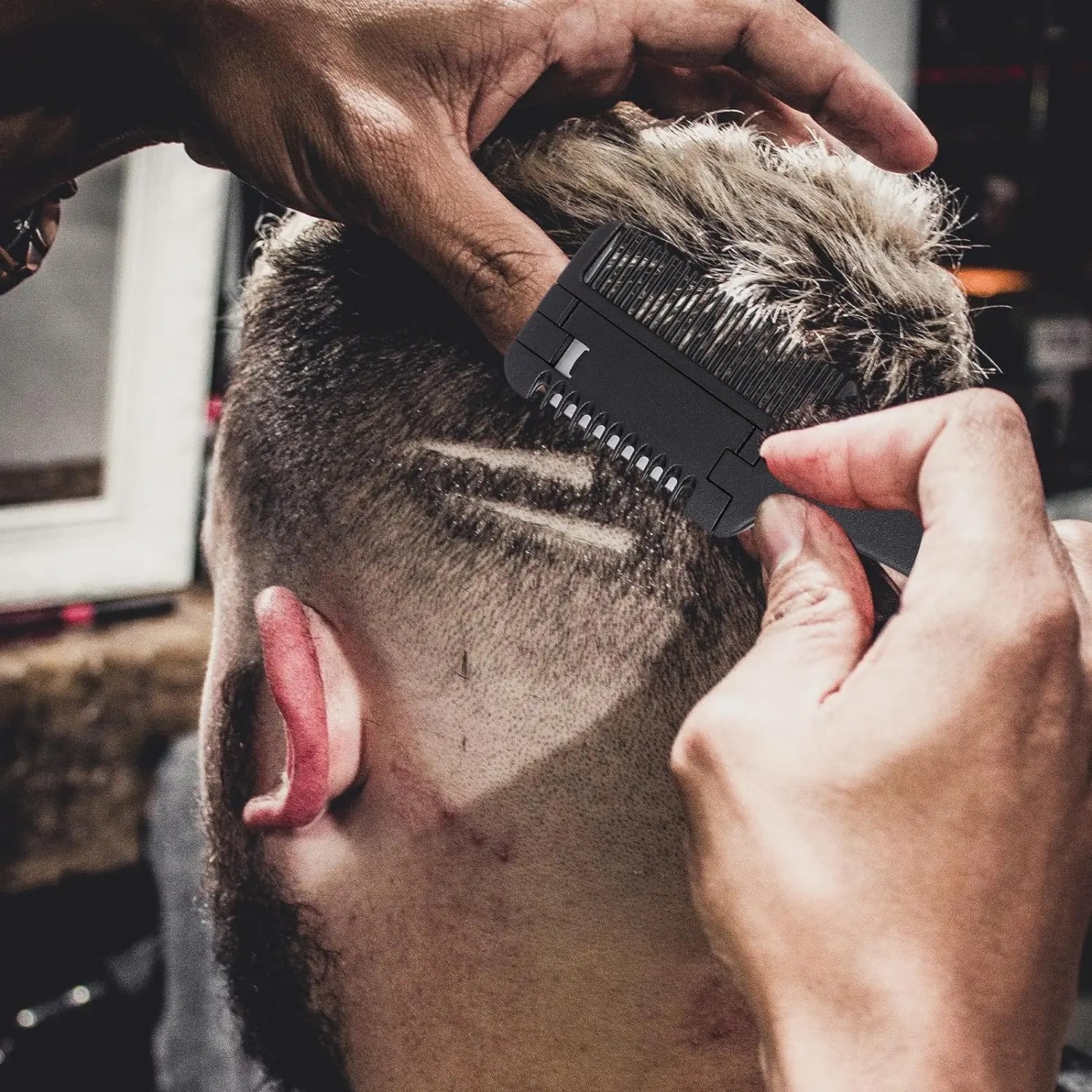 Cortadora de pelo portátil, peine para adelgazar el cabello, hoja de doble filo de acero inoxidable antigua, herramientas de corte automático para uso doméstico y salón