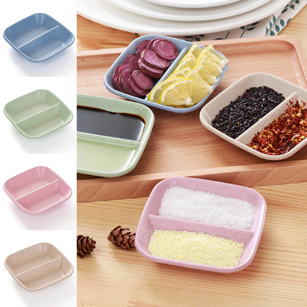 2In1 de salsa para condimentar azúcar ensalada de pasta de tomate platos Snack Bowl Dip pequeños platos plato de especias de cocina vajilla herramienta