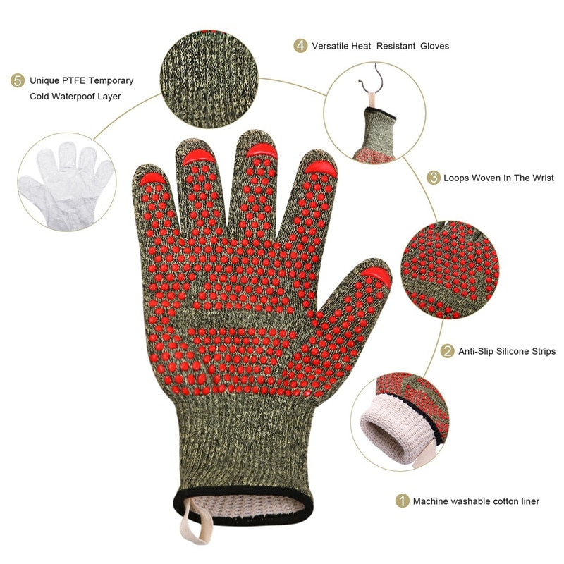 Guantes resistentes al calor para asar, barbacoa, forja, seguridad de trabajo, protección de manos