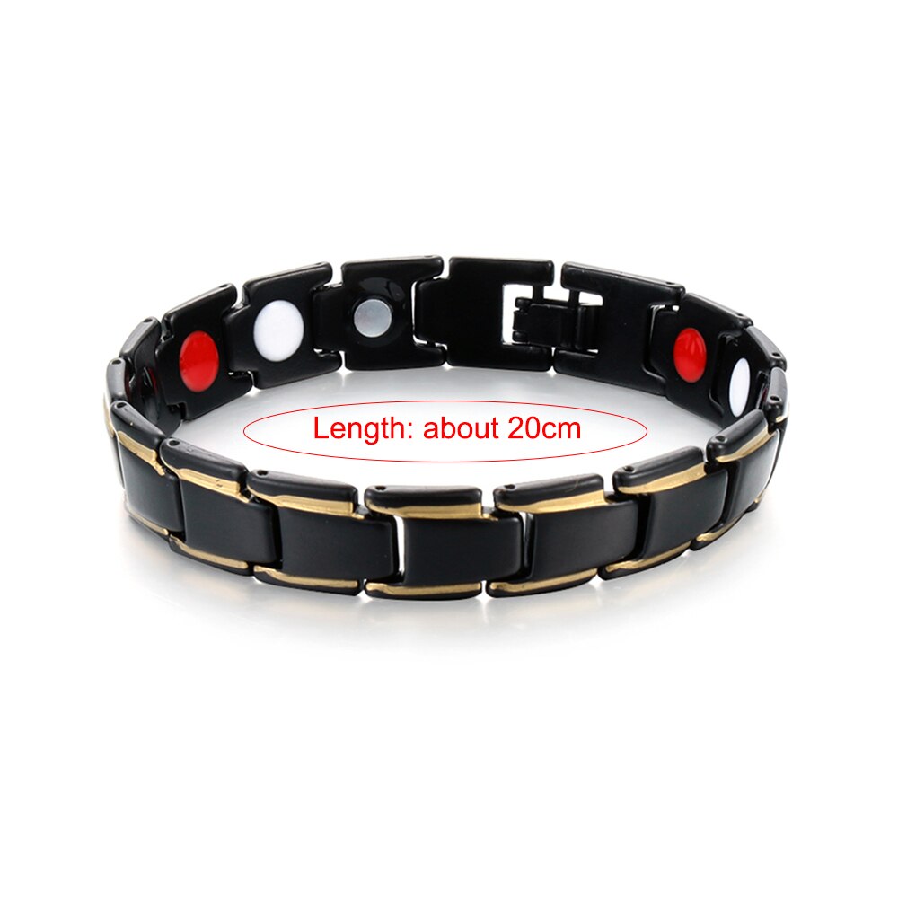 Bracelet de thérapie magnétique pour hommes, bijoux de santé, en acier inoxydable, couleur or, détachable